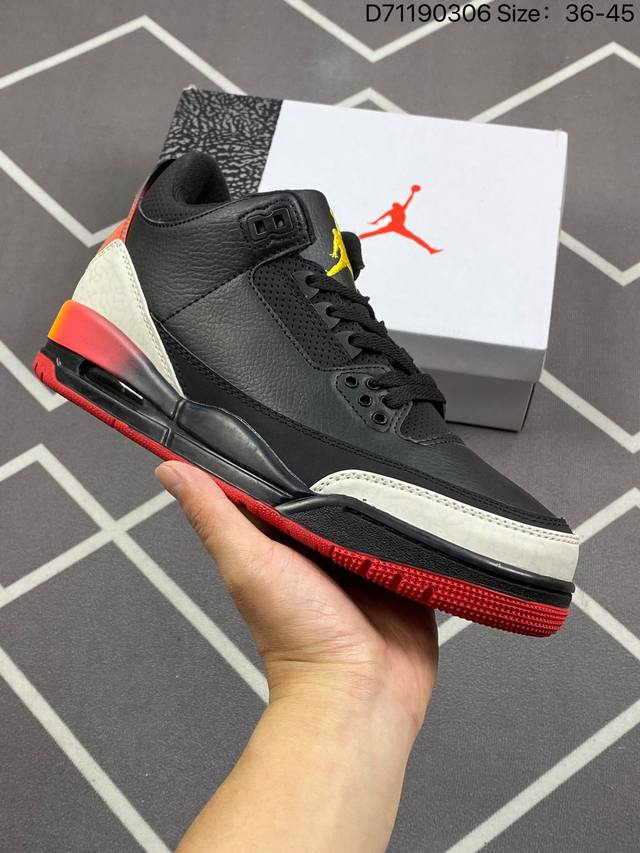 Air Jordan 3 Retro Black Cement 黑水泥 Aj3 乔丹3代 Aj3 乔3 爆裂纹 黑水泥 经典复刻 乔丹篮球鞋系列 作为air J