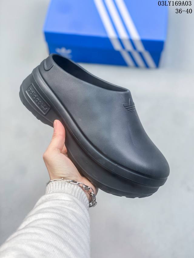 厨师拖鞋丑萌爆红 厚底大头造型超可爱 阿迪达斯adidas Adifom Stan Smith Platform Mule Sand 史密斯原型改良系列穆勒风松