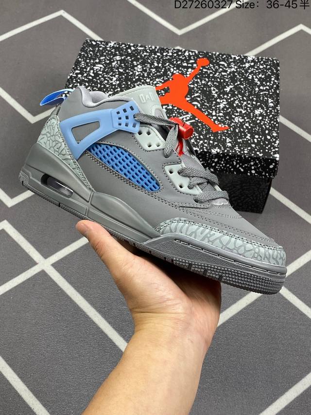 耐克 Nike Jordan Spizike Low 经典爆裂纹复古运动篮球鞋 全新低帮造型吸睛 整双鞋在融合了 Air Jordan 经典鞋款中的标志性元素之