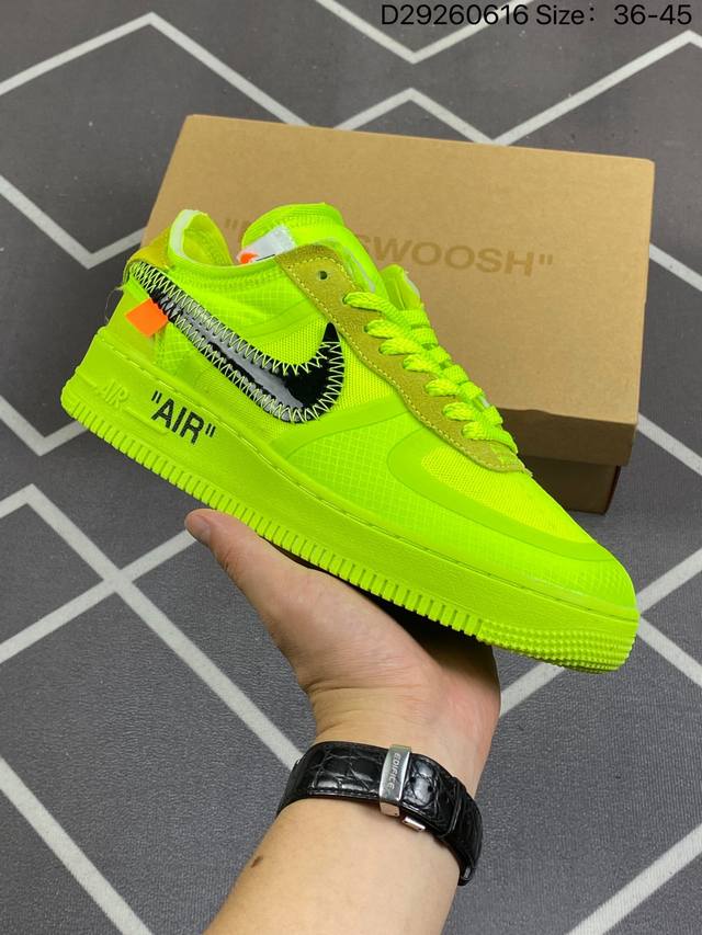 Off-White X Air Force 1 Af1 Ow联名 黑白荧光绿ao4606-001-700 36 36.5 37.5 38 38.5 39 40