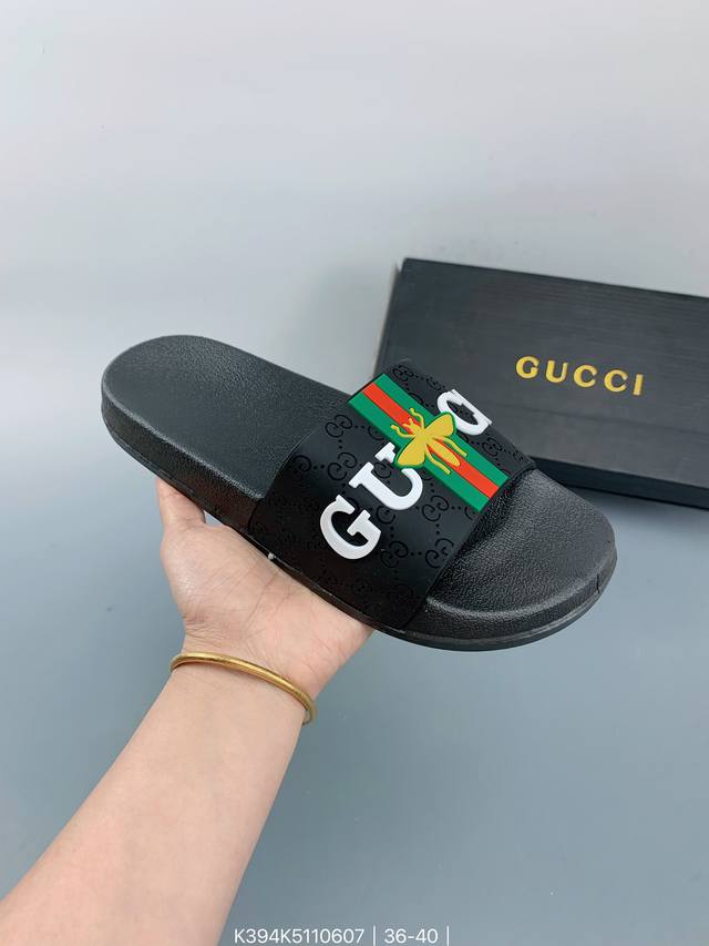 Gucci 古驰 经典意大利时装奢牌 古驰gucci Rubber Slide Sandal夏季时装周街拍穿搭潮流拖鞋 size：如图 编码：K394K5110