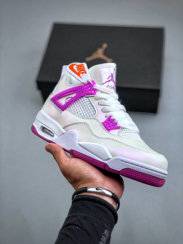 Nike Air Jordan 4 Retro Hyper Violet Aj4 乔4紫外线 Fq1314-151 #配色采用大面积的白色鞋面清新简洁，而紫色的
