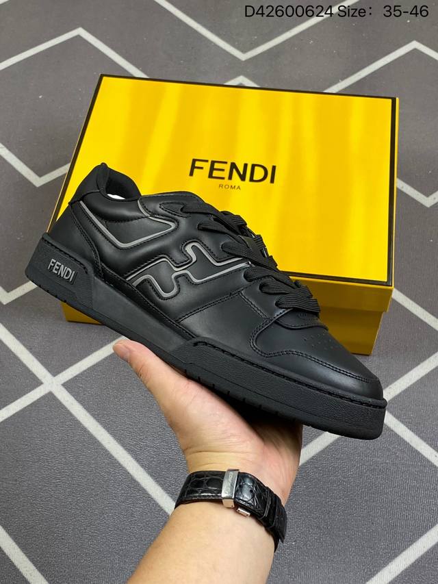A2 广东原装品质 芬迪 Fendi Flair Leather Sneaker Low 弗莱尔系列低帮复古百搭德训风休闲运动板鞋“皮革生胶” Fendi Fl
